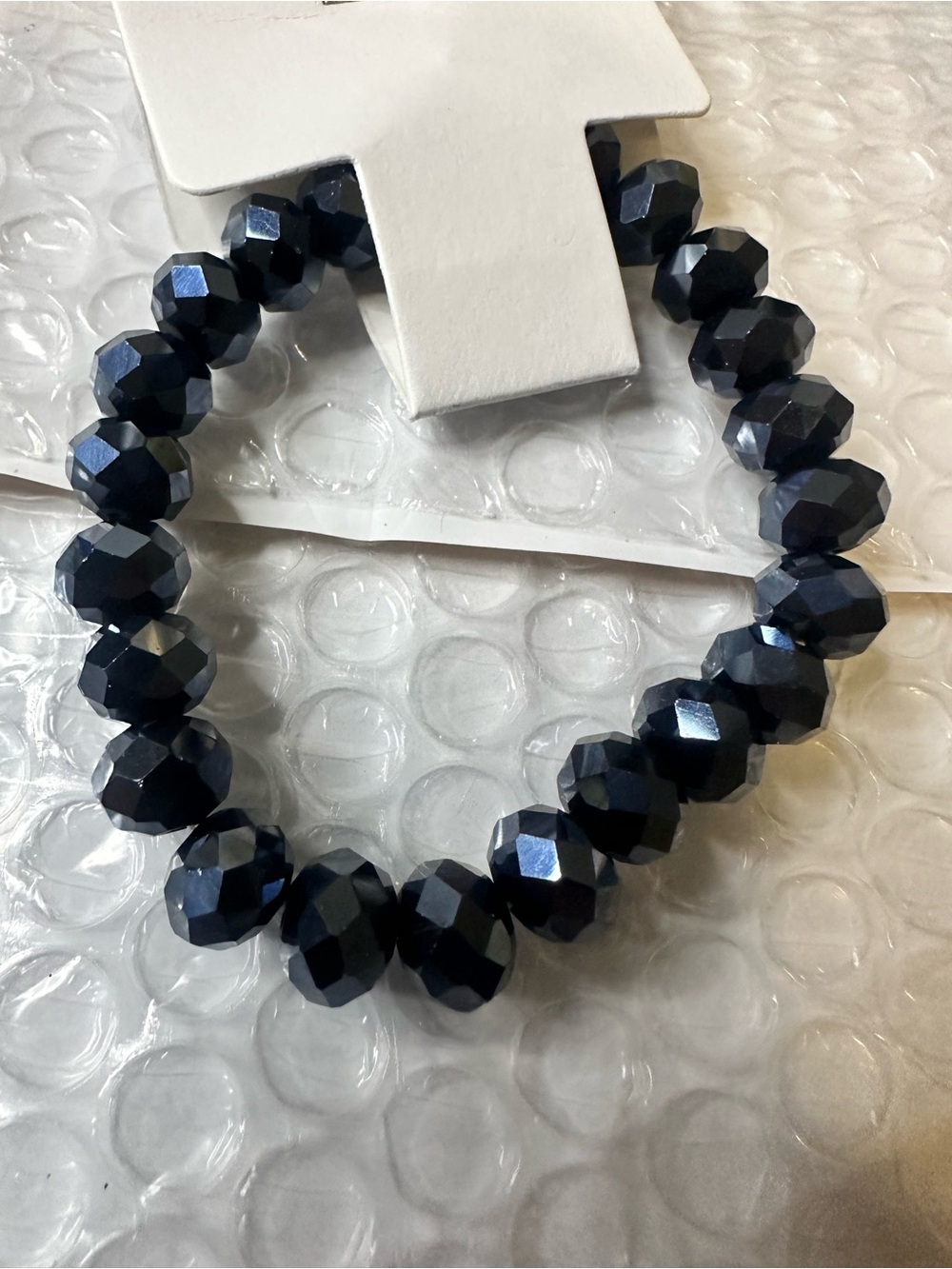 Faceted dark blue Bead Stretch Bracelet - Women Jewelry
